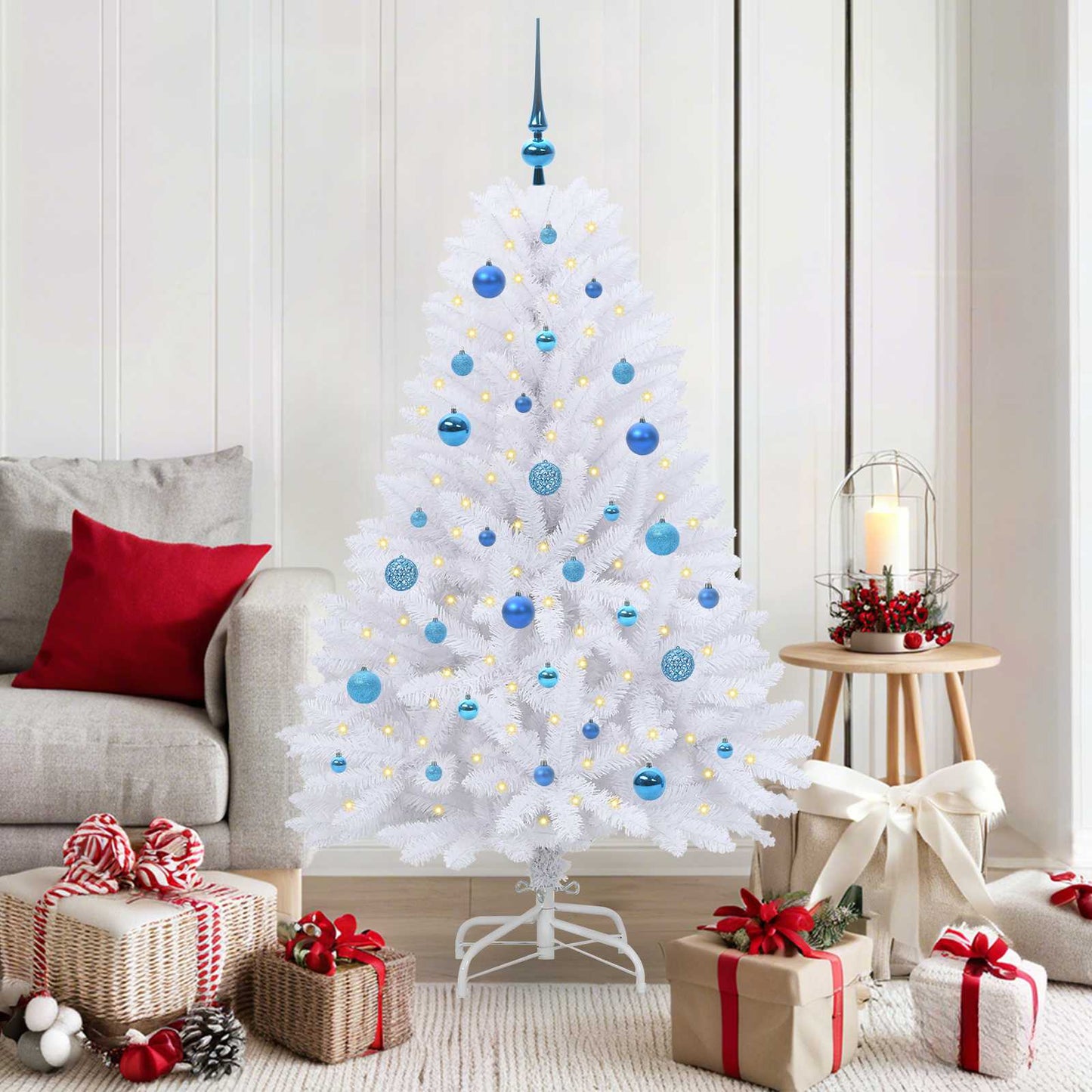 vidaXL Artificial Hinged Christmas Tree White 150 cm PVC and Steel