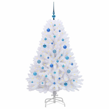 vidaXL Artificial Hinged Christmas Tree White 150 cm PVC and Steel