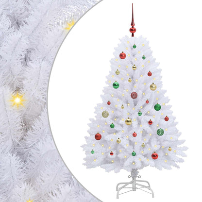 vidaXL Artificial Hinged Christmas Tree White 150 cm PVC and Steel