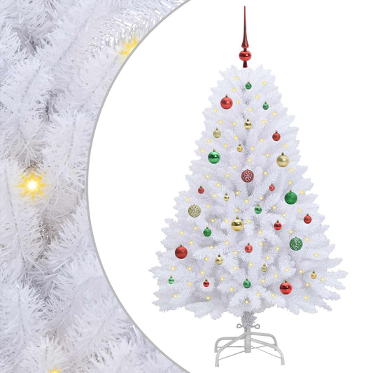 vidaXL Artificial Hinged Christmas Tree White 150 cm PVC and Steel