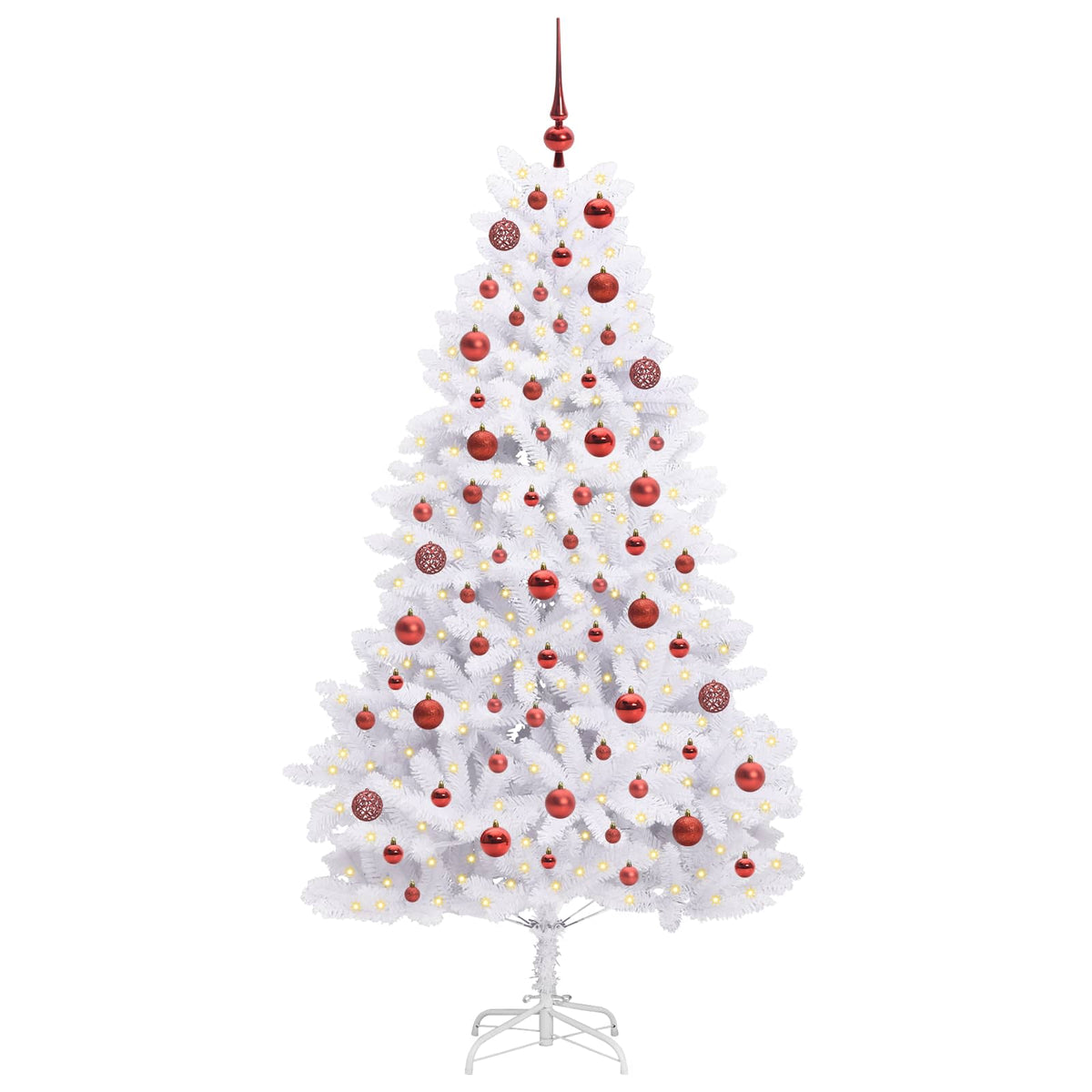 vidaXL Artificial Hinged Christmas Tree White 180 cm PVC and Steel