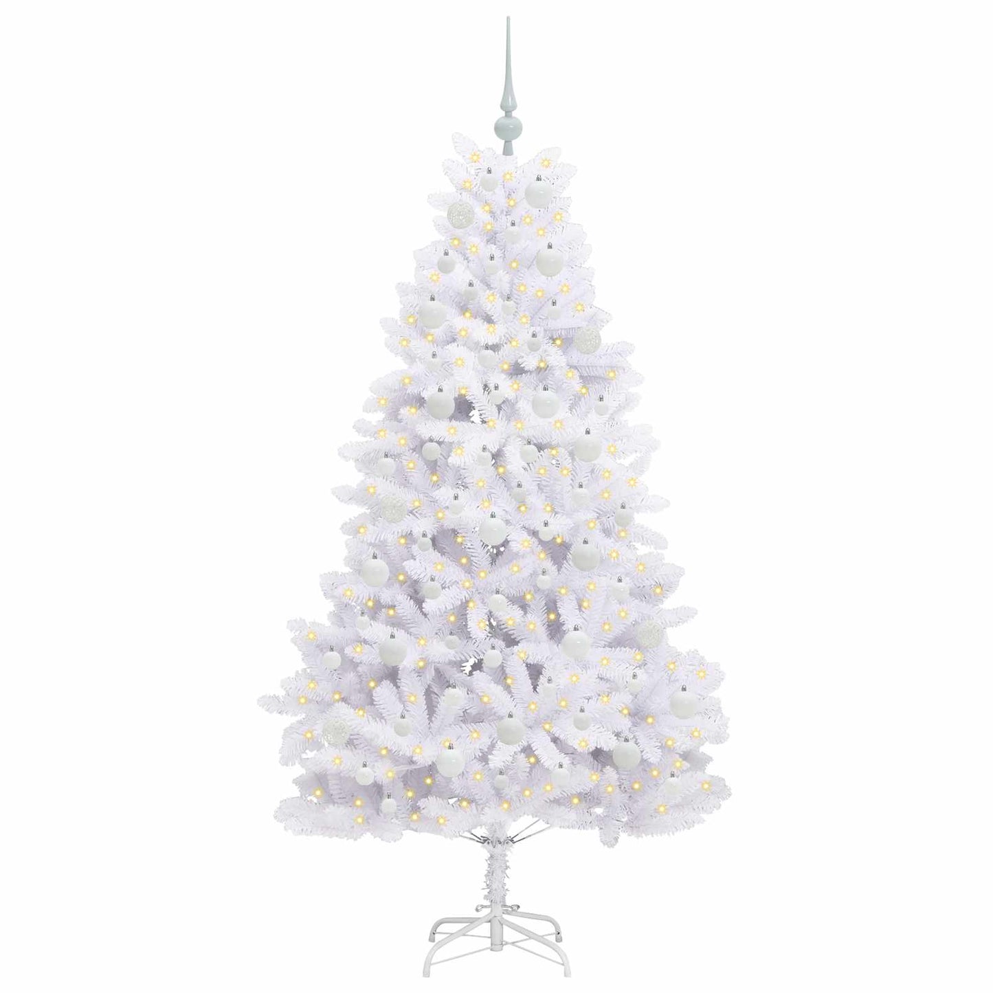 vidaXL Artificial Hinged Christmas Tree White 180 cm PVC and Steel