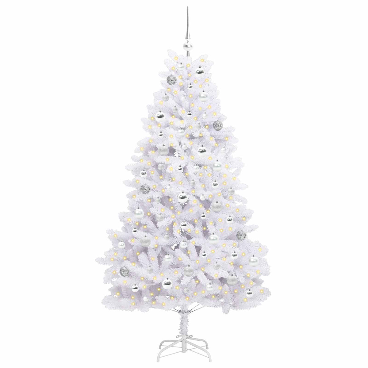 vidaXL Artificial Hinged Christmas Tree White 180 cm PVC and Steel