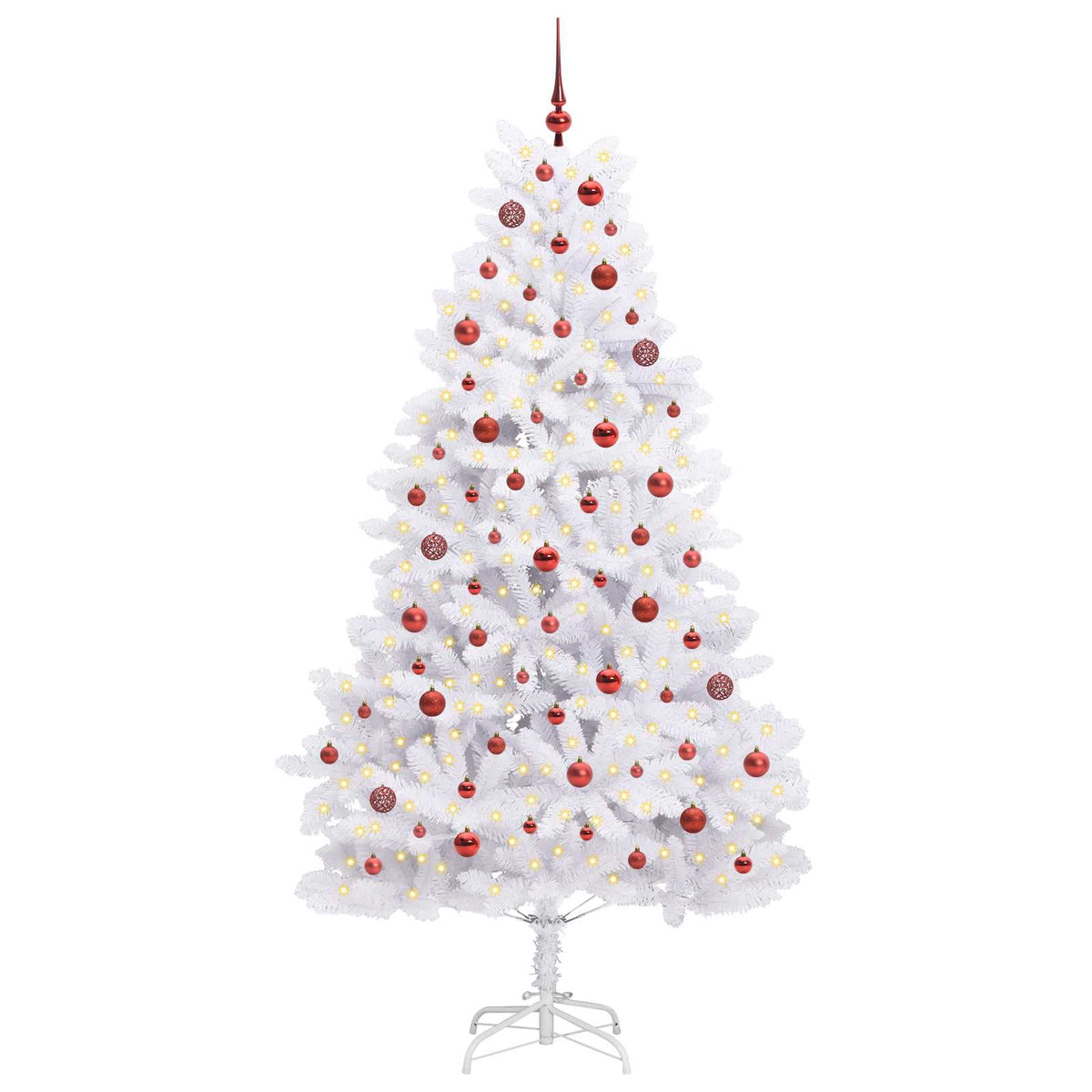vidaXL Artificial Hinged Christmas Tree White 210 cm PVC and Steel