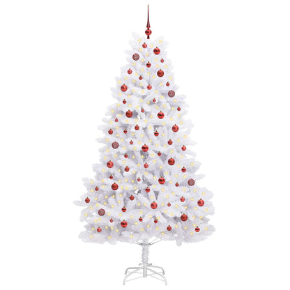 vidaXL Artificial Hinged Christmas Tree White 210 cm PVC and Steel