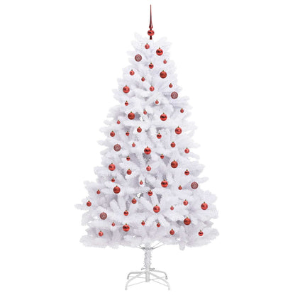 vidaXL Artificial Hinged Christmas Tree White 210 cm PVC and Steel