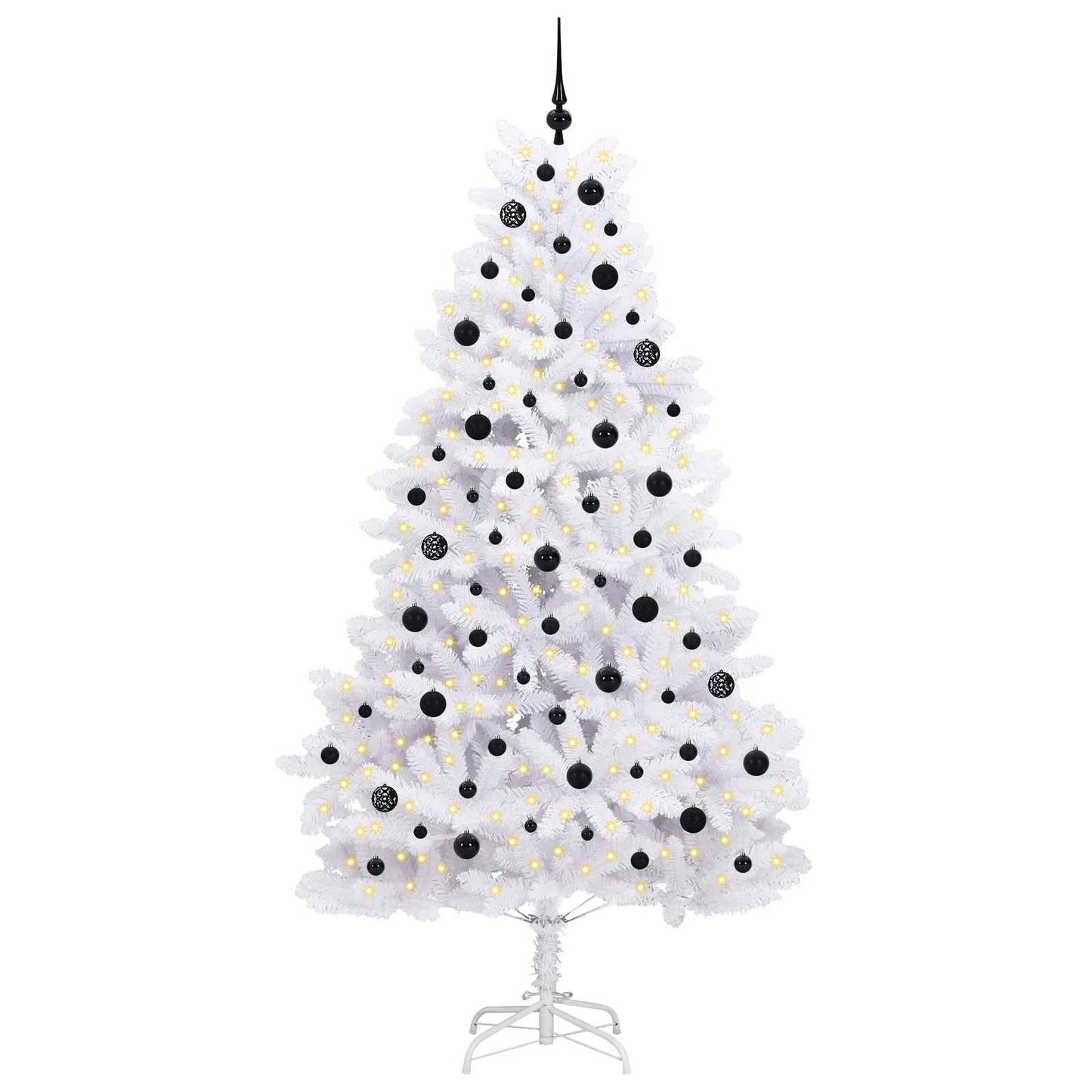 vidaXL Artificial Hinged Christmas Tree White 210 cm PVC and Steel
