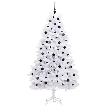 vidaXL Artificial Hinged Christmas Tree White 210 cm PVC and Steel