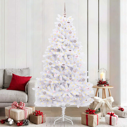 vidaXL Artificial Hinged Christmas Tree White 210 cm PVC and Steel