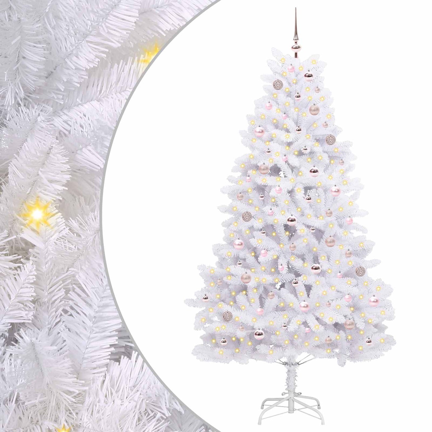 vidaXL Artificial Hinged Christmas Tree White 210 cm PVC and Steel