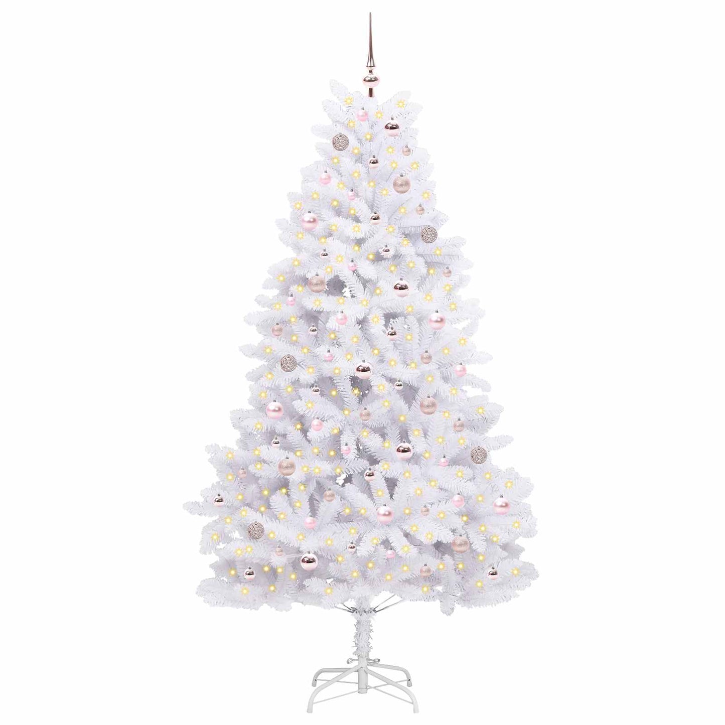 vidaXL Artificial Hinged Christmas Tree White 210 cm PVC and Steel