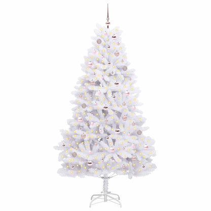 vidaXL Artificial Hinged Christmas Tree White 210 cm PVC and Steel