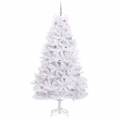 vidaXL Artificial Hinged Christmas Tree White 210 cm PVC and Steel