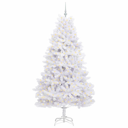 vidaXL Artificial Hinged Christmas Tree White 210 cm PVC and Steel