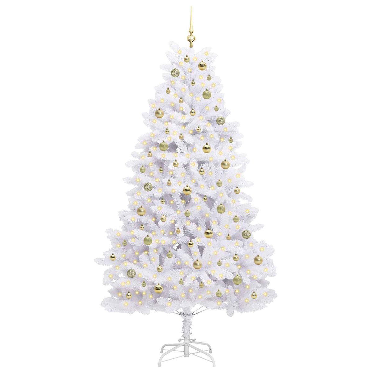 vidaXL Artificial Hinged Christmas Tree White 210 cm PVC and Steel