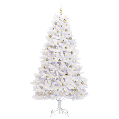 vidaXL Artificial Hinged Christmas Tree White 210 cm PVC and Steel