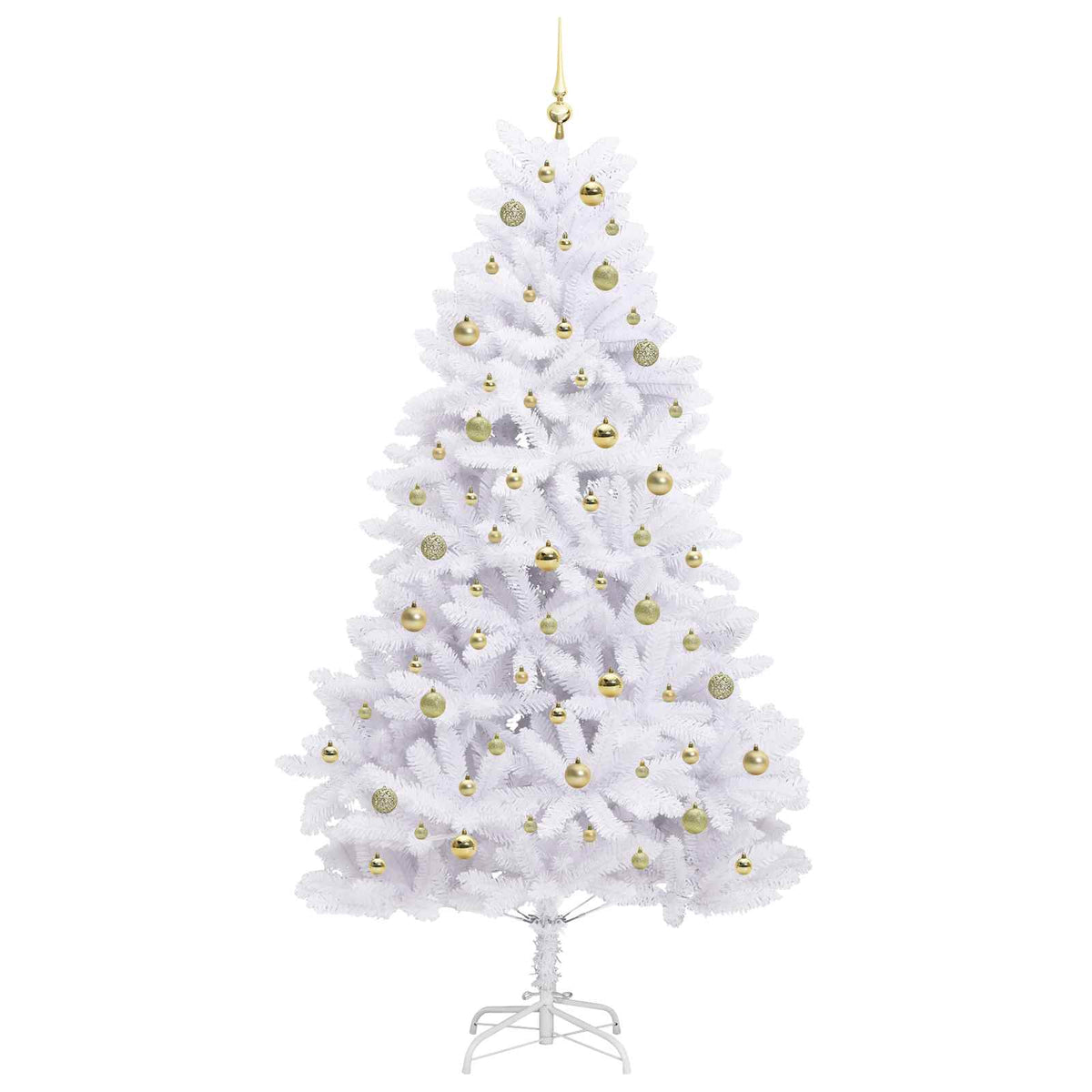 vidaXL Artificial Hinged Christmas Tree White 210 cm PVC and Steel