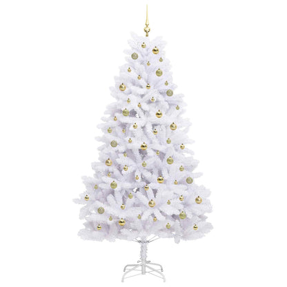 vidaXL Artificial Hinged Christmas Tree White 210 cm PVC and Steel