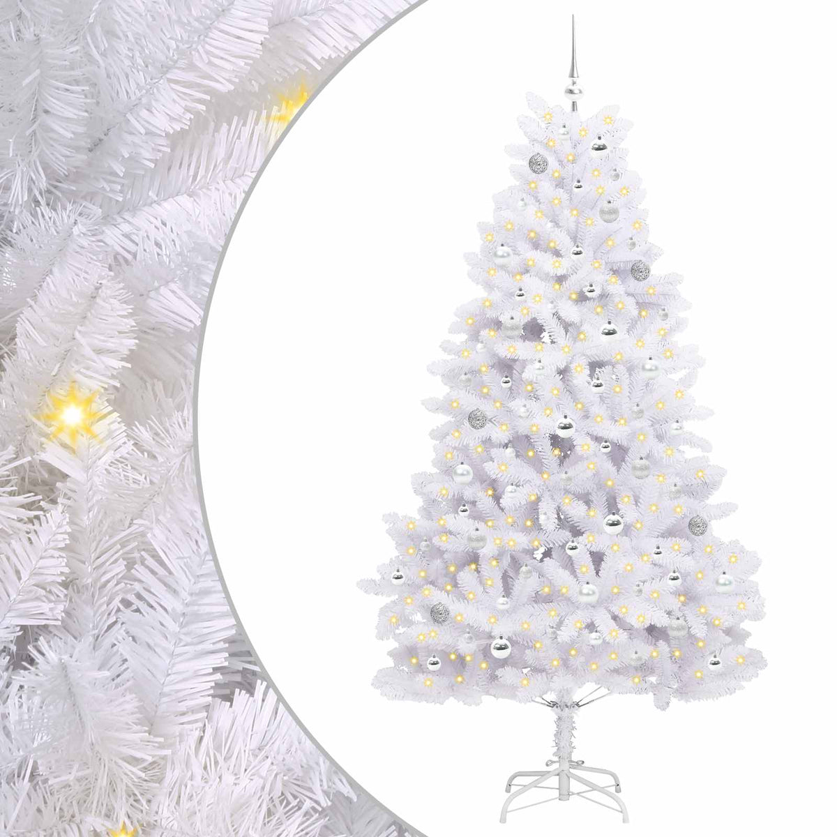 vidaXL Artificial Hinged Christmas Tree White 210 cm PVC and Steel