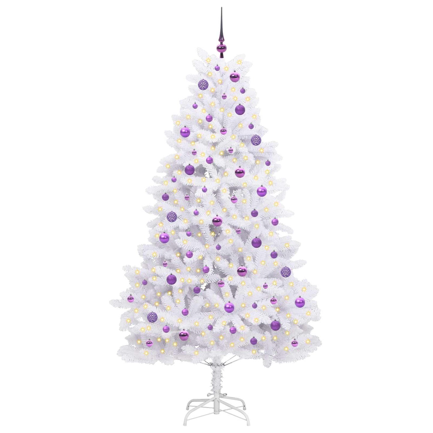 vidaXL Artificial Hinged Christmas Tree White 210 cm PVC and Steel