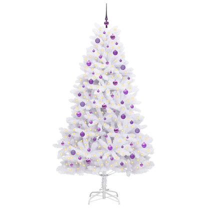 vidaXL Artificial Hinged Christmas Tree White 210 cm PVC and Steel