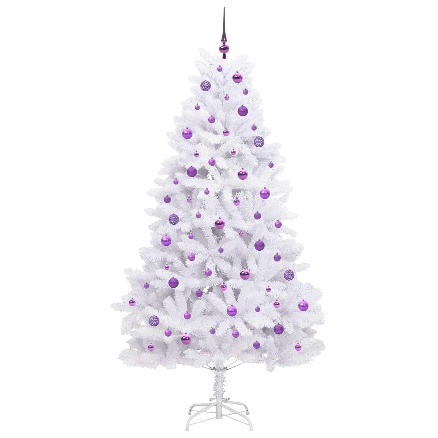 vidaXL Artificial Hinged Christmas Tree White 210 cm PVC and Steel