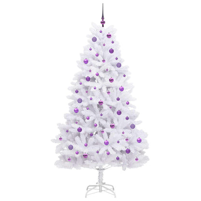 vidaXL Artificial Hinged Christmas Tree White 210 cm PVC and Steel
