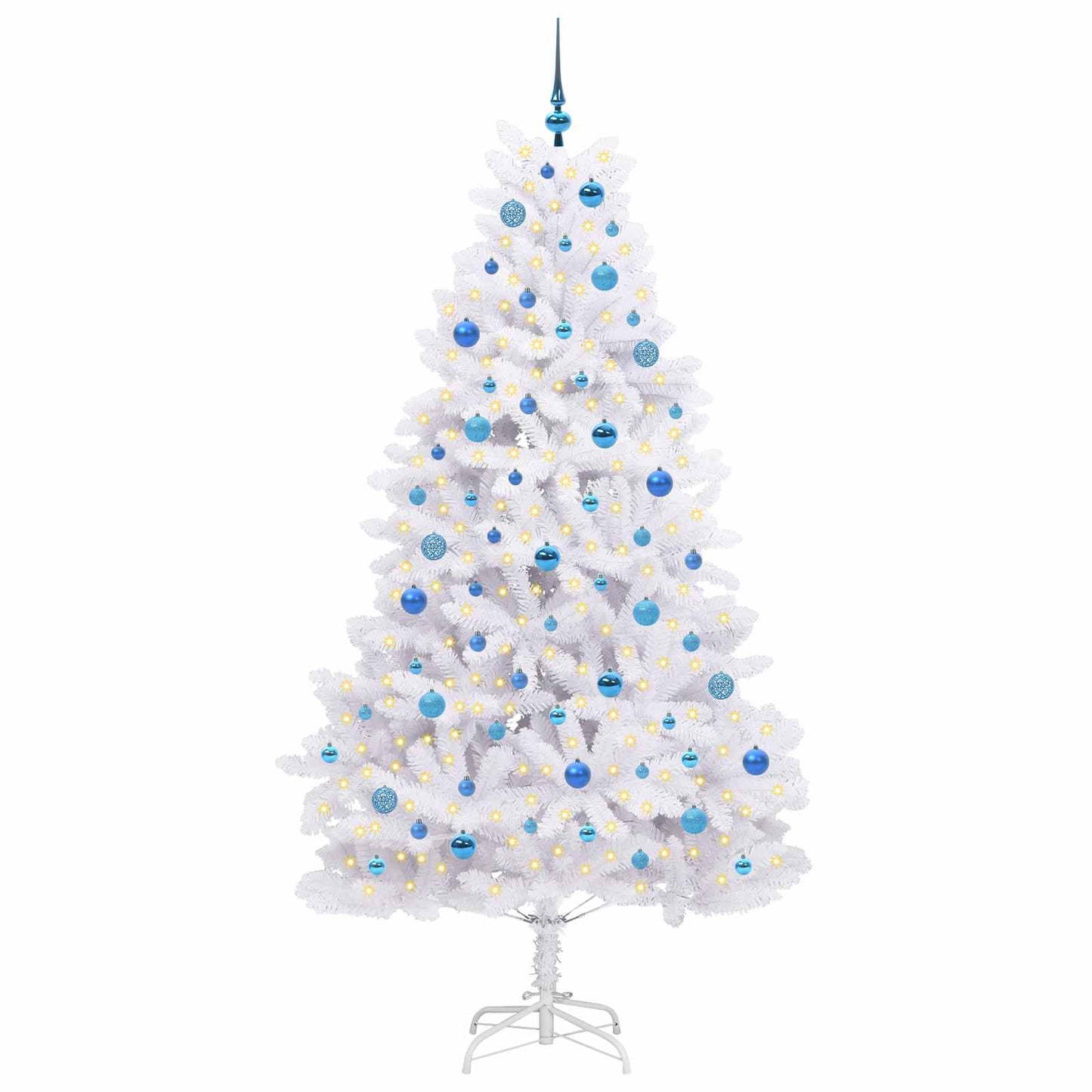 vidaXL Artificial Hinged Christmas Tree White 210 cm PVC and Steel
