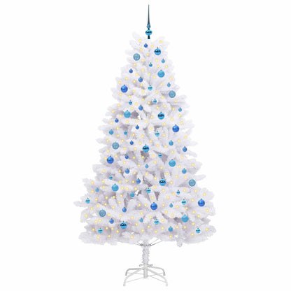 vidaXL Artificial Hinged Christmas Tree White 210 cm PVC and Steel