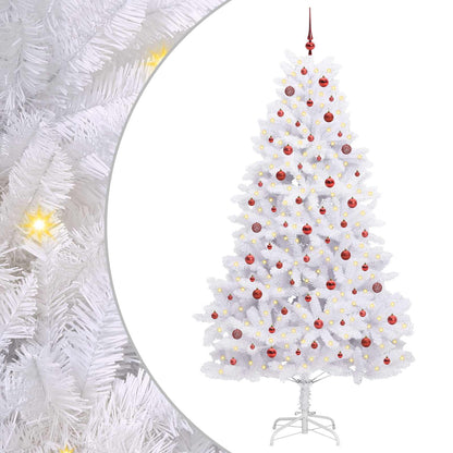 vidaXL Artificial Hinged Christmas Tree White 240 cm PVC and Steel