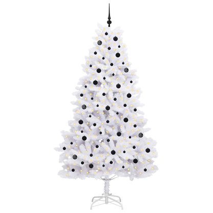 vidaXL Artificial Hinged Christmas Tree White 240 cm PVC and Steel