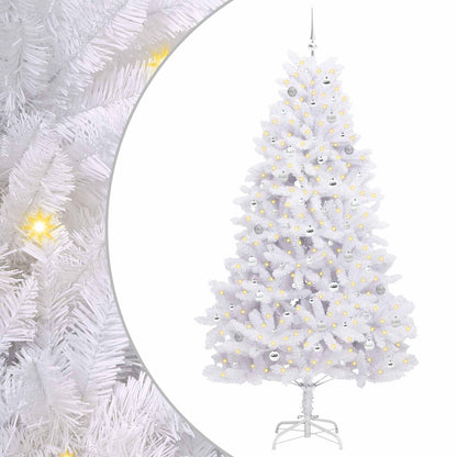 vidaXL Artificial Hinged Christmas Tree White 240 cm PVC and Steel