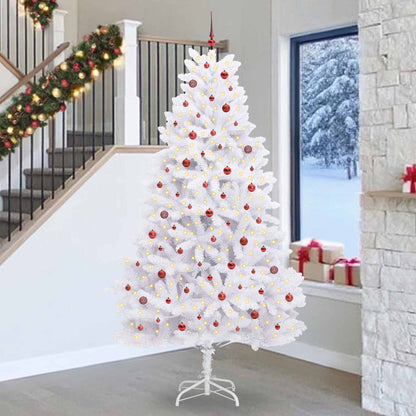 vidaXL Artificial Hinged Christmas Tree White 270 cm PVC and Steel