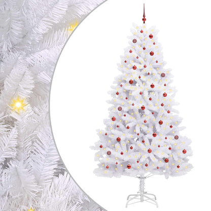 vidaXL Artificial Hinged Christmas Tree White 270 cm PVC and Steel