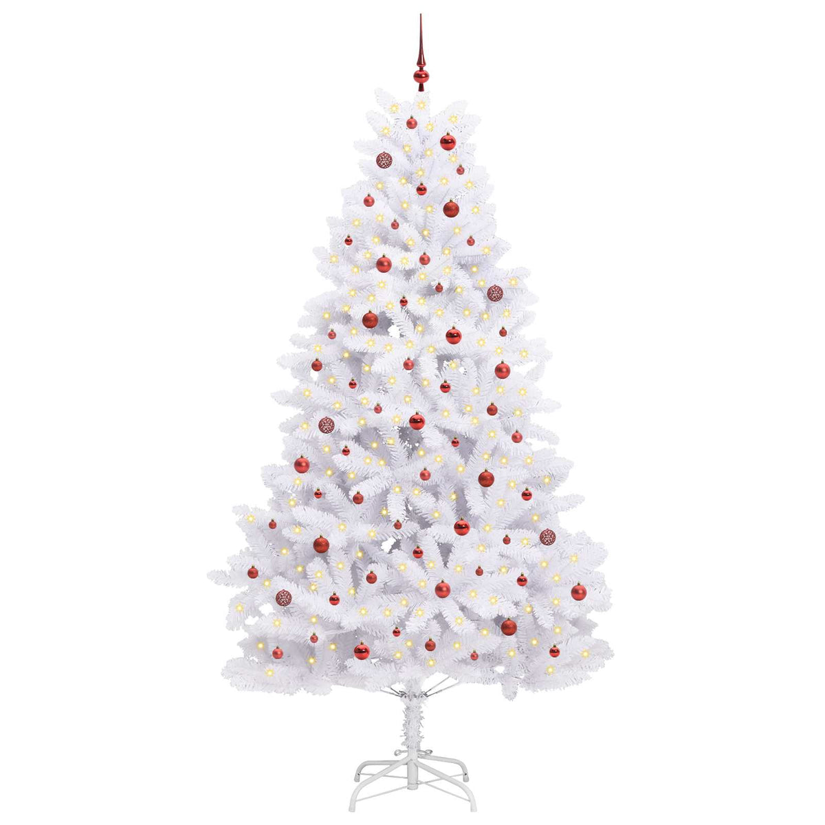 vidaXL Artificial Hinged Christmas Tree White 270 cm PVC and Steel
