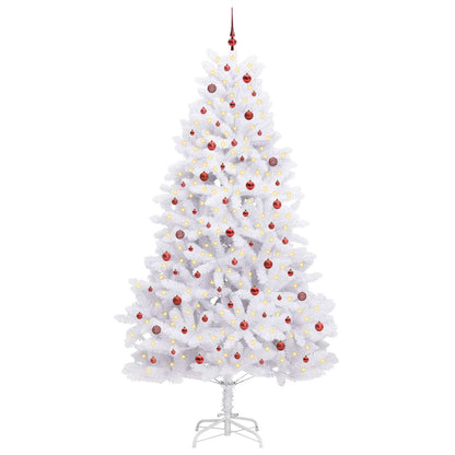 vidaXL Artificial Hinged Christmas Tree White 270 cm PVC and Steel