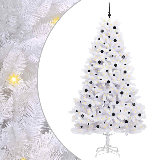 vidaXL Artificial Hinged Christmas Tree White 270 cm PVC and Steel