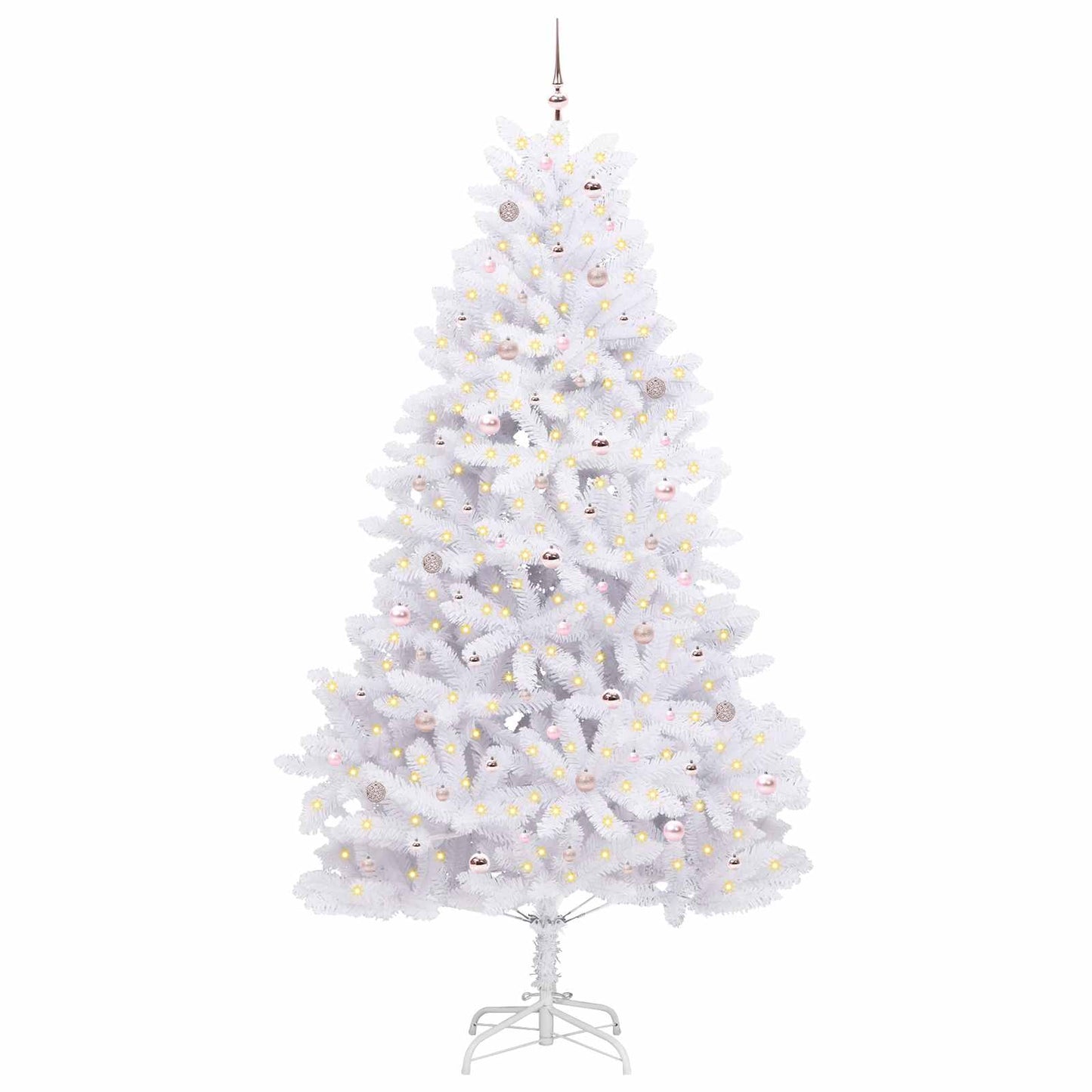 vidaXL Artificial Hinged Christmas Tree White 270 cm PVC and Steel