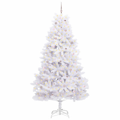 vidaXL Artificial Hinged Christmas Tree White 270 cm PVC and Steel