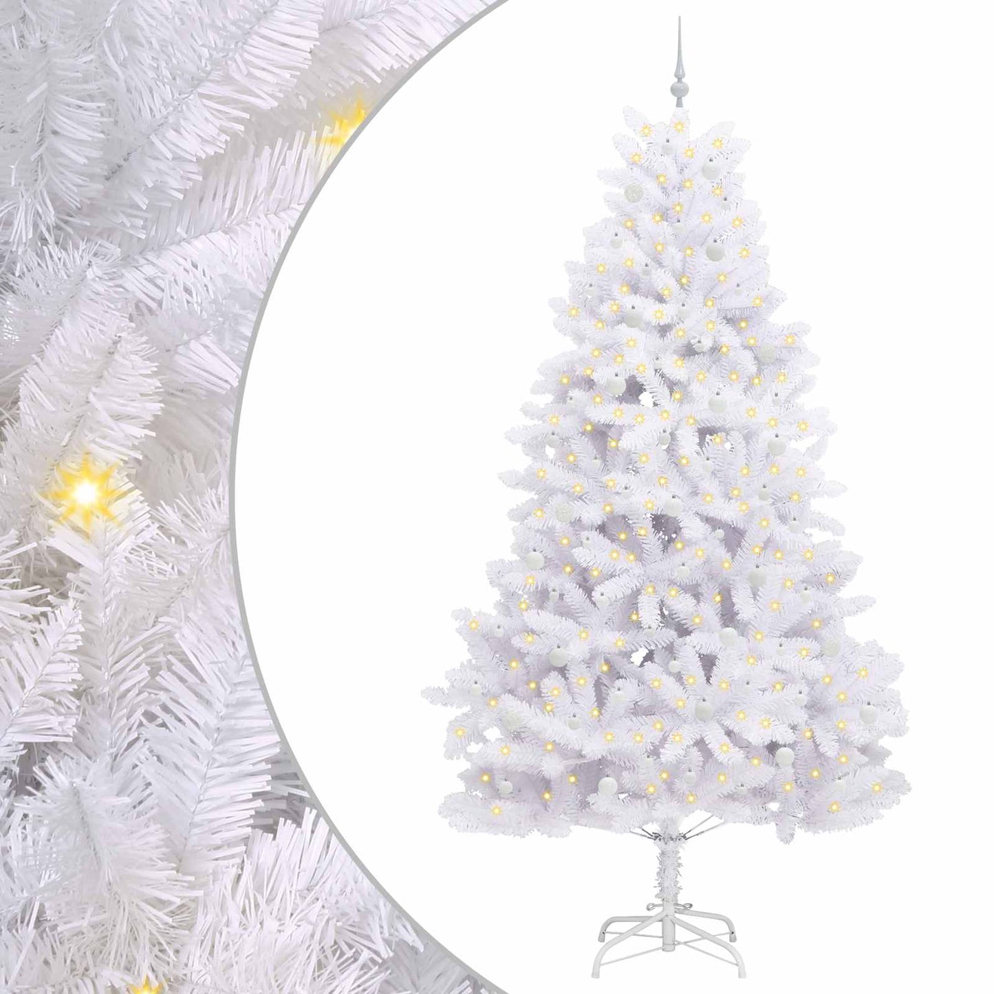 vidaXL Artificial Hinged Christmas Tree White 270 cm PVC and Steel
