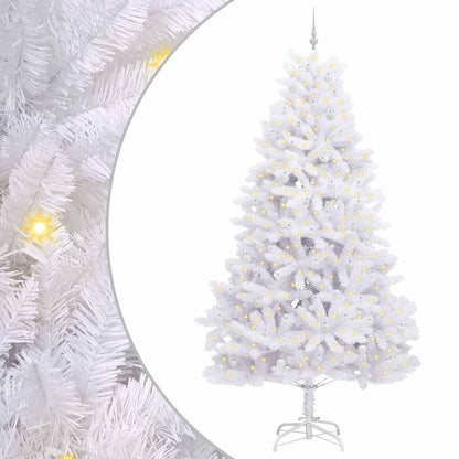vidaXL Artificial Hinged Christmas Tree White 270 cm PVC and Steel