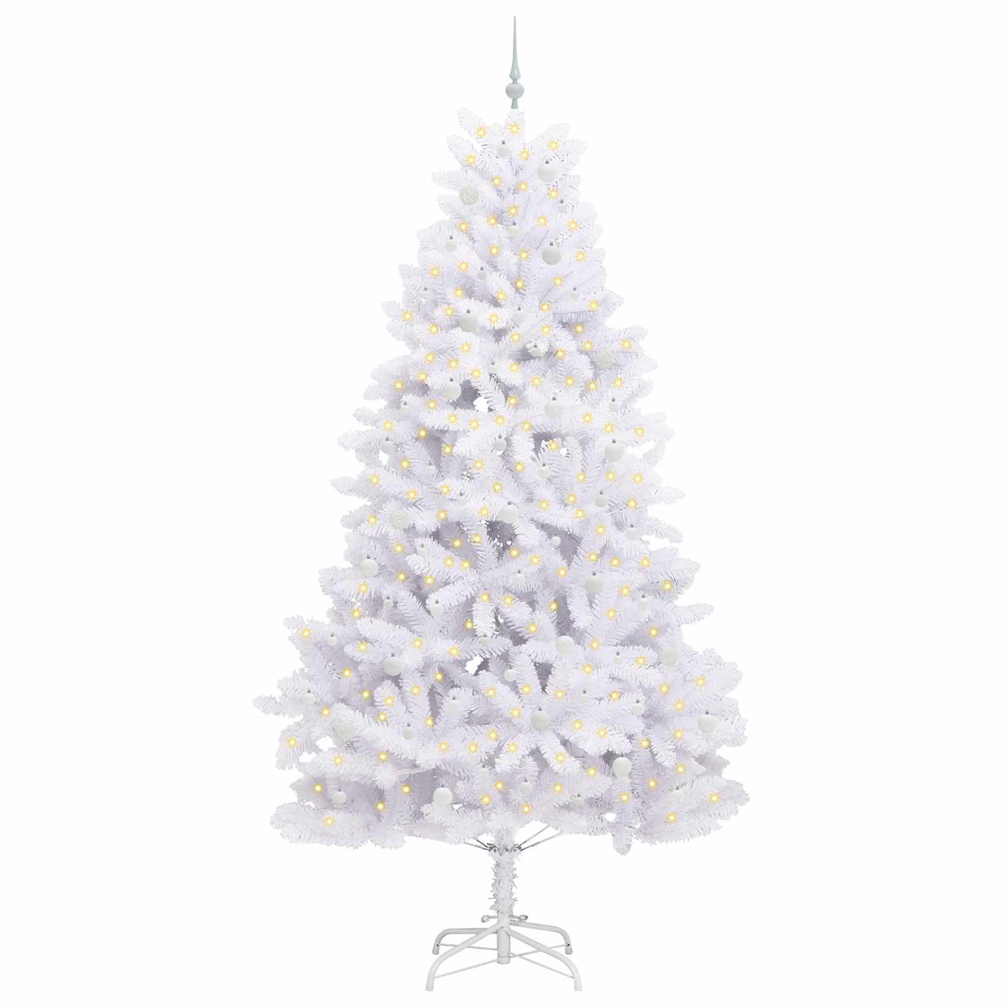vidaXL Artificial Hinged Christmas Tree White 270 cm PVC and Steel