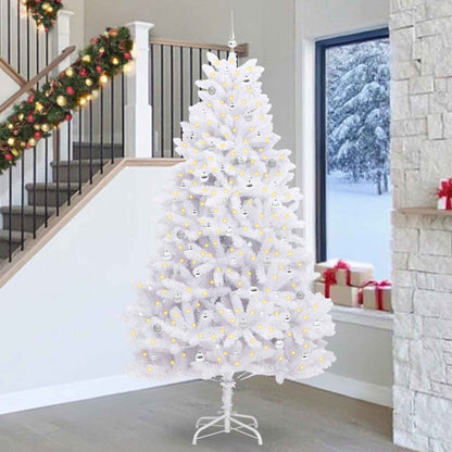 vidaXL Artificial Hinged Christmas Tree White 270 cm PVC and Steel