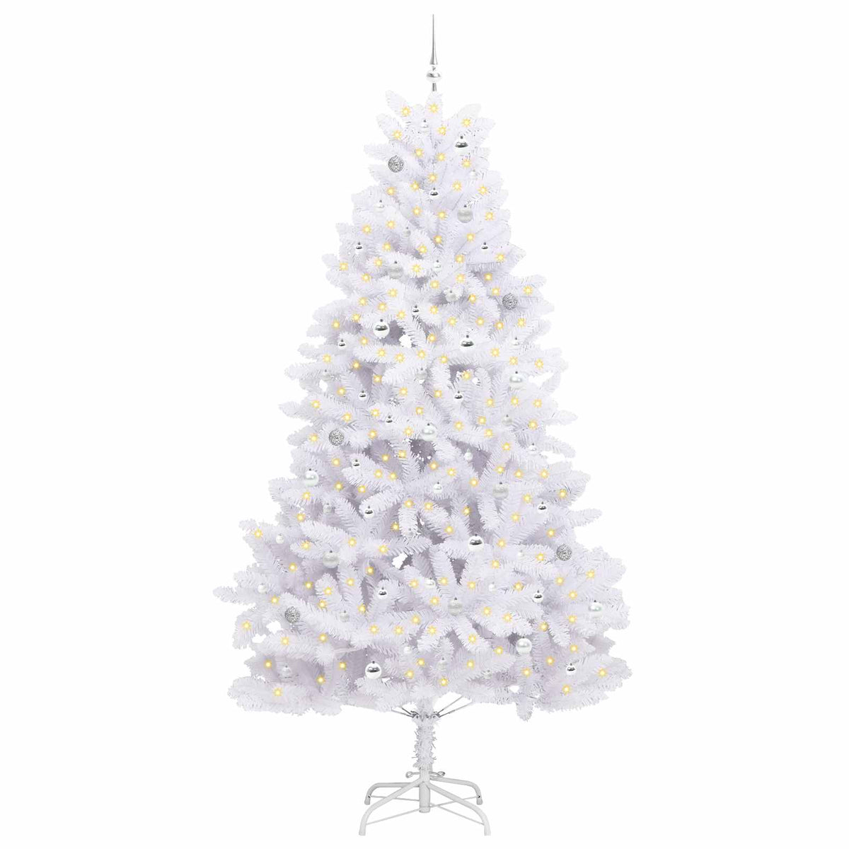 vidaXL Artificial Hinged Christmas Tree White 270 cm PVC and Steel