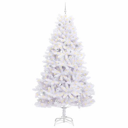 vidaXL Artificial Hinged Christmas Tree White 270 cm PVC and Steel