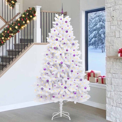 vidaXL Artificial Hinged Christmas Tree White 270 cm PVC and Steel