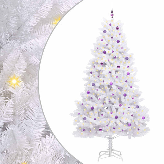 vidaXL Artificial Hinged Christmas Tree White 270 cm PVC and Steel