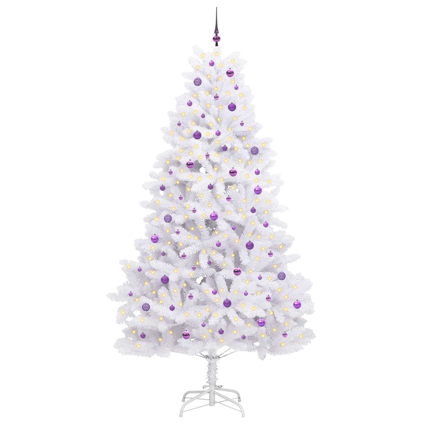 vidaXL Artificial Hinged Christmas Tree White 270 cm PVC and Steel