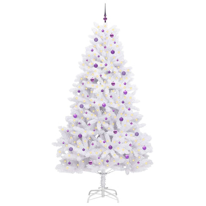 vidaXL Artificial Hinged Christmas Tree White 270 cm PVC and Steel