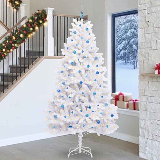 vidaXL Artificial Hinged Christmas Tree White 270 cm PVC and Steel